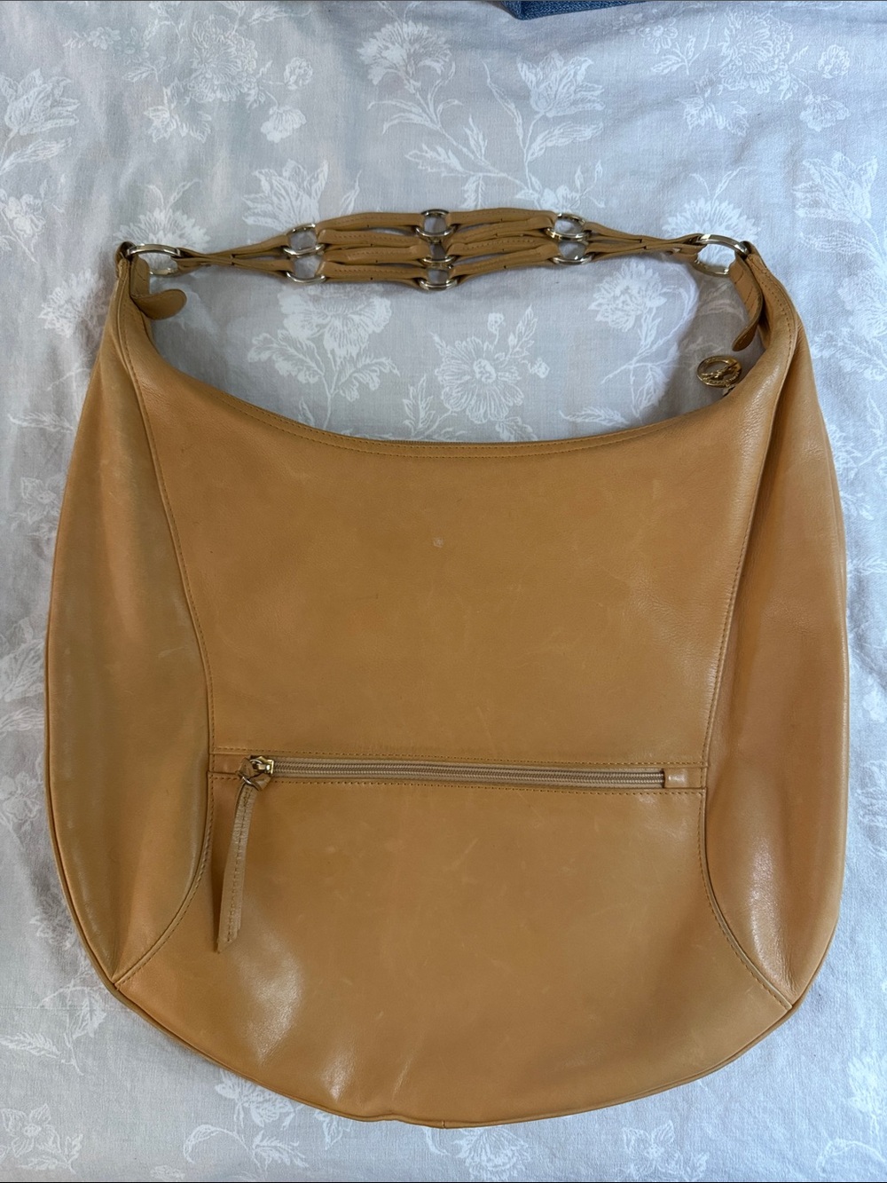 Longchamp Leather Quadruple Strap Vintage VTG Ring Slim Hobo Bag Purse Handbag